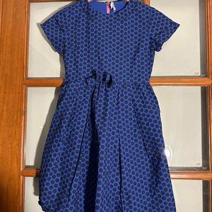 Crewcuts Blue/Black Polka Dot Dress With Pockets, Size 12